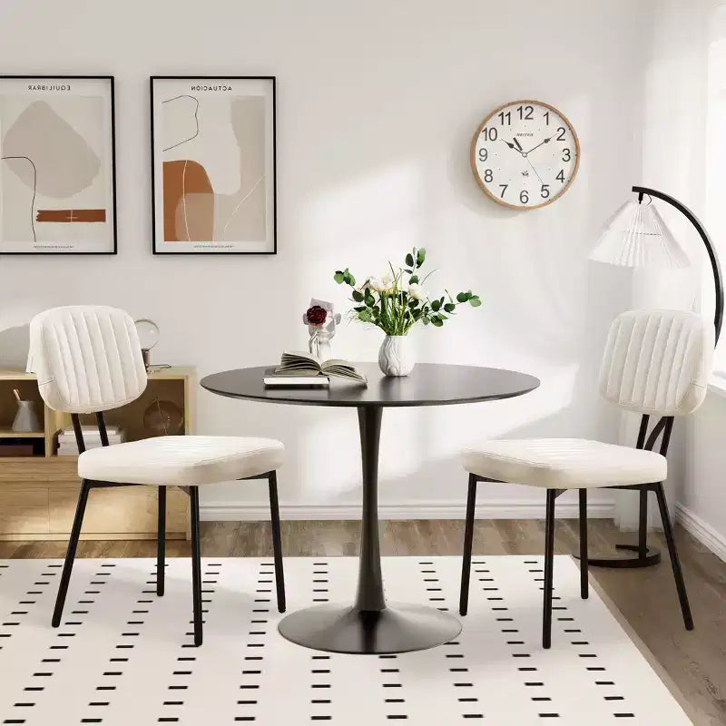 JIONJOY Chaises de salle à manger modernes du milieu du siècle avec revêtement en similicuir et pieds en métal, lot de 2
