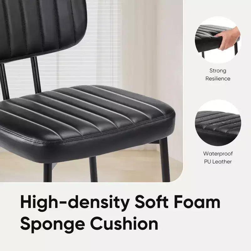 JIONJOY Chaises de salle à manger modernes du milieu du siècle avec revêtement en similicuir et pieds en métal, lot de 2