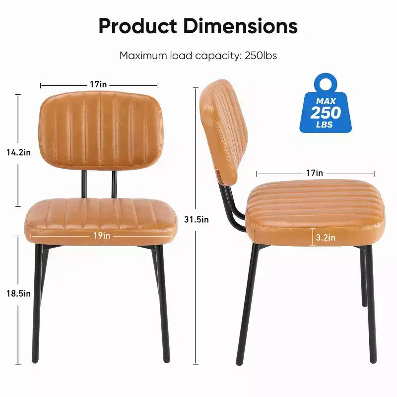 JIONJOY Chaises de salle à manger modernes du milieu du siècle avec revêtement en similicuir et pieds en métal, lot de 2