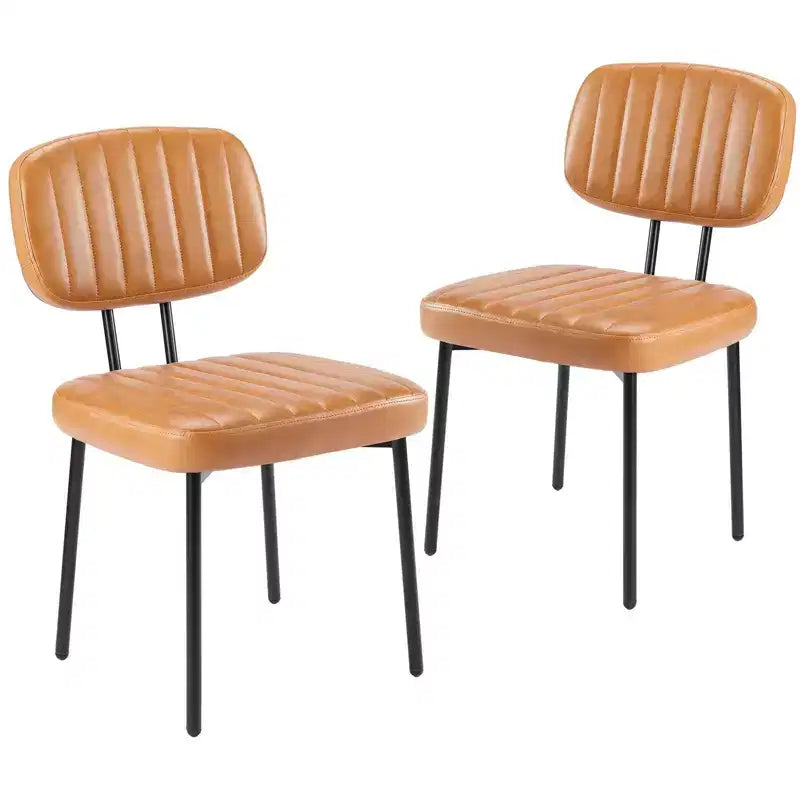 JIONJOY Chaises de salle à manger modernes du milieu du siècle avec revêtement en similicuir et pieds en métal, lot de 2