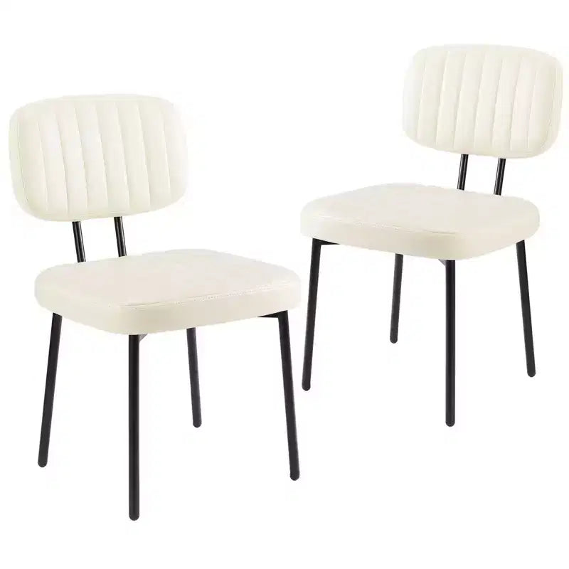 JIONJOY Chaises de salle à manger modernes du milieu du siècle avec revêtement en similicuir et pieds en métal, lot de 2