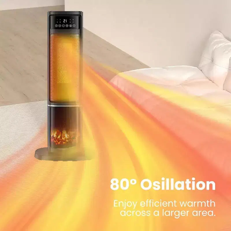 Chauffage soufflant céramique électrique 1500W avec télécommande et affichage LED, noir