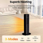 Chauffage soufflant céramique électrique 1500W avec télécommande et affichage LED, noir