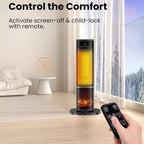 Chauffage soufflant céramique électrique 1500W avec télécommande et affichage LED, noir