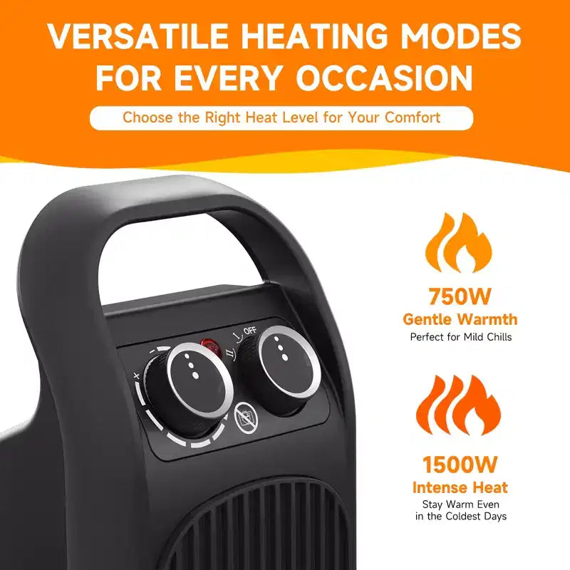 Chauffage soufflant colonne en céramique PTC 1500W avec oscillation, minuterie et télécommande pour usage intérieur