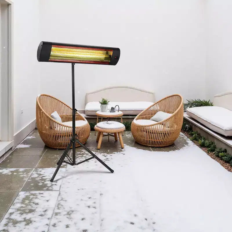 Chauffage électrique infrarouge de 1500 W avec télécommande et écran LED, noir
