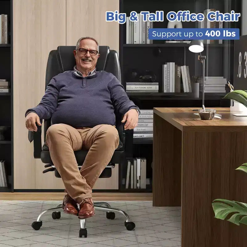Costway Fauteuil de massage de direction réglable, capacité 180 kg, grande taille, chaise de bureau noire