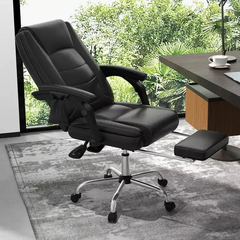 Costway Fauteuil de massage de direction réglable, capacité 180 kg, grande taille, chaise de bureau noire