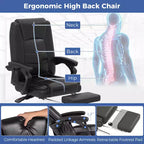 Costway Fauteuil de massage de direction réglable, capacité 180 kg, grande taille, chaise de bureau noire