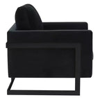 Fauteuil d'appoint LeisureMod Lincoln en velours, cadre en acier noir