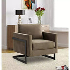 Fauteuil d'appoint LeisureMod Lincoln en velours, cadre en acier noir