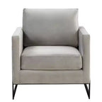 Fauteuil d'appoint LeisureMod Lincoln en velours, cadre en acier noir