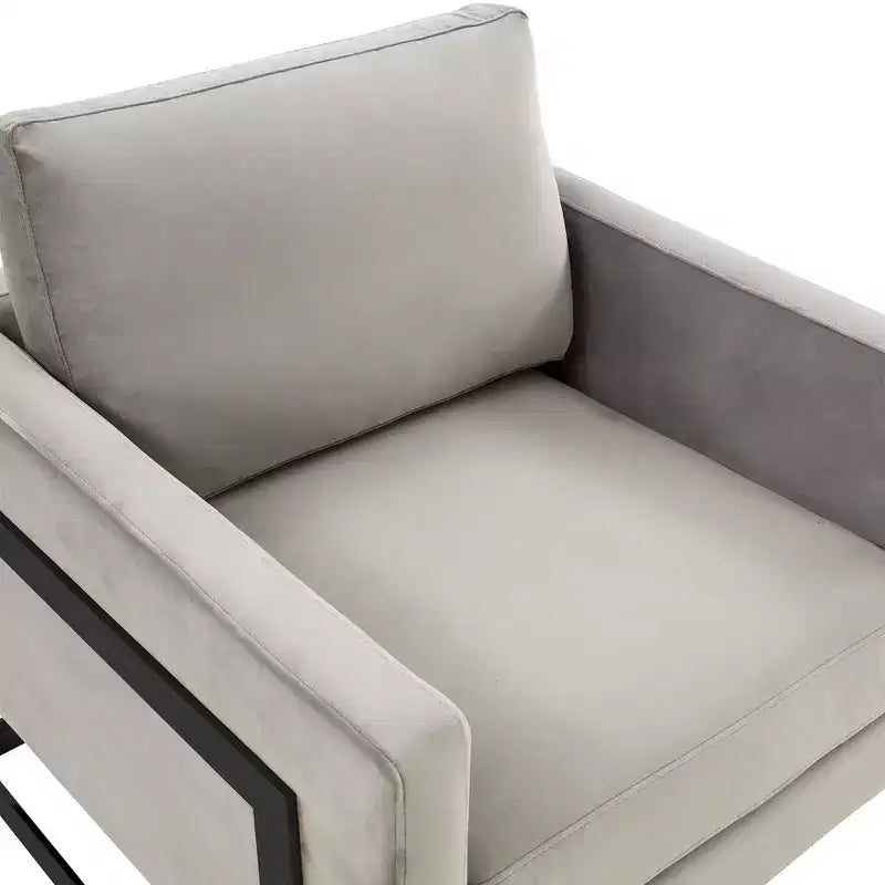 Fauteuil d'appoint LeisureMod Lincoln en velours, cadre en acier noir