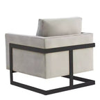 Fauteuil d'appoint LeisureMod Lincoln en velours, cadre en acier noir