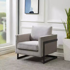 Fauteuil d'appoint LeisureMod Lincoln en velours, cadre en acier noir