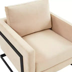 Fauteuil d'appoint LeisureMod Lincoln en velours, cadre en acier noir