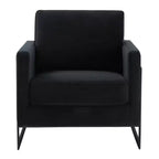 Fauteuil d'appoint LeisureMod Lincoln en velours, cadre en acier noir