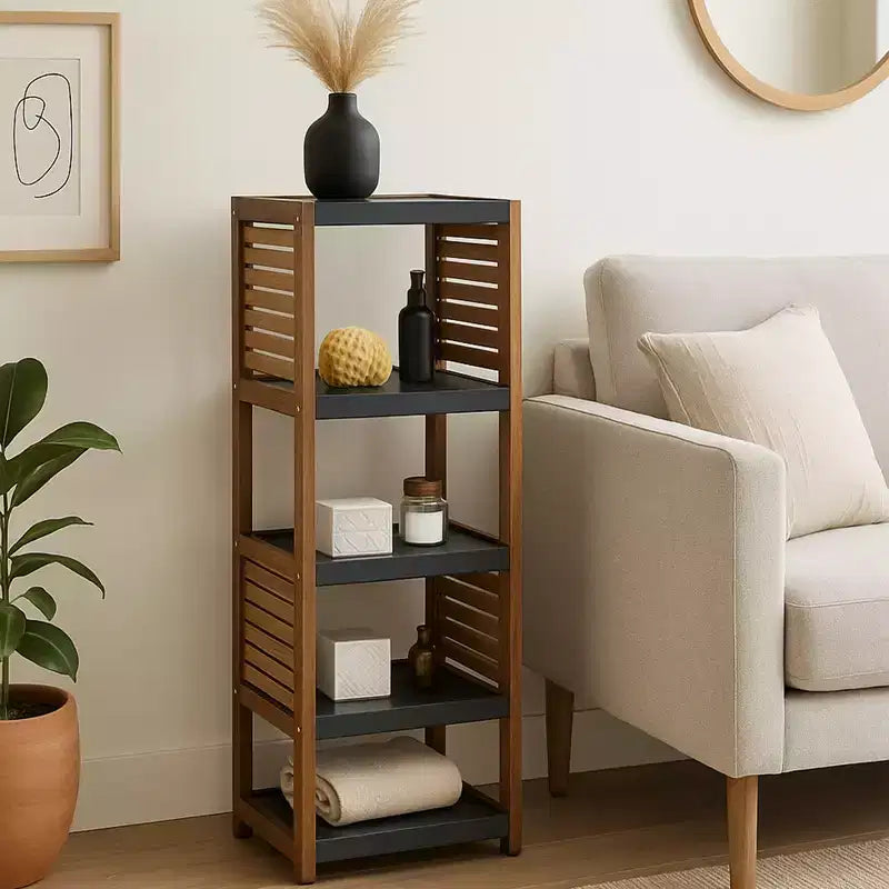 Evideco Articles de maison français Linge de bain Rangement Étagère sur pied Éléments en acacia - Bois gris