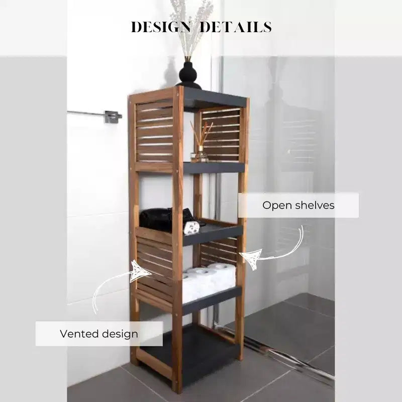 Evideco Articles de maison français Linge de bain Rangement Étagère sur pied Éléments en acacia - Bois gris