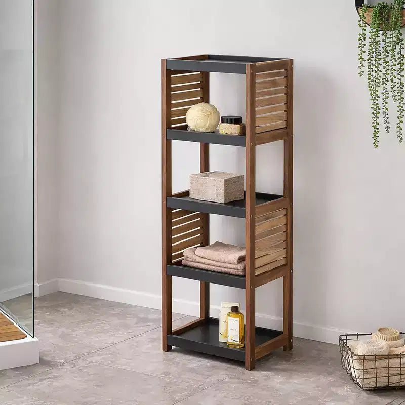 Evideco Articles de maison français Linge de bain Rangement Étagère sur pied Éléments en acacia - Bois gris