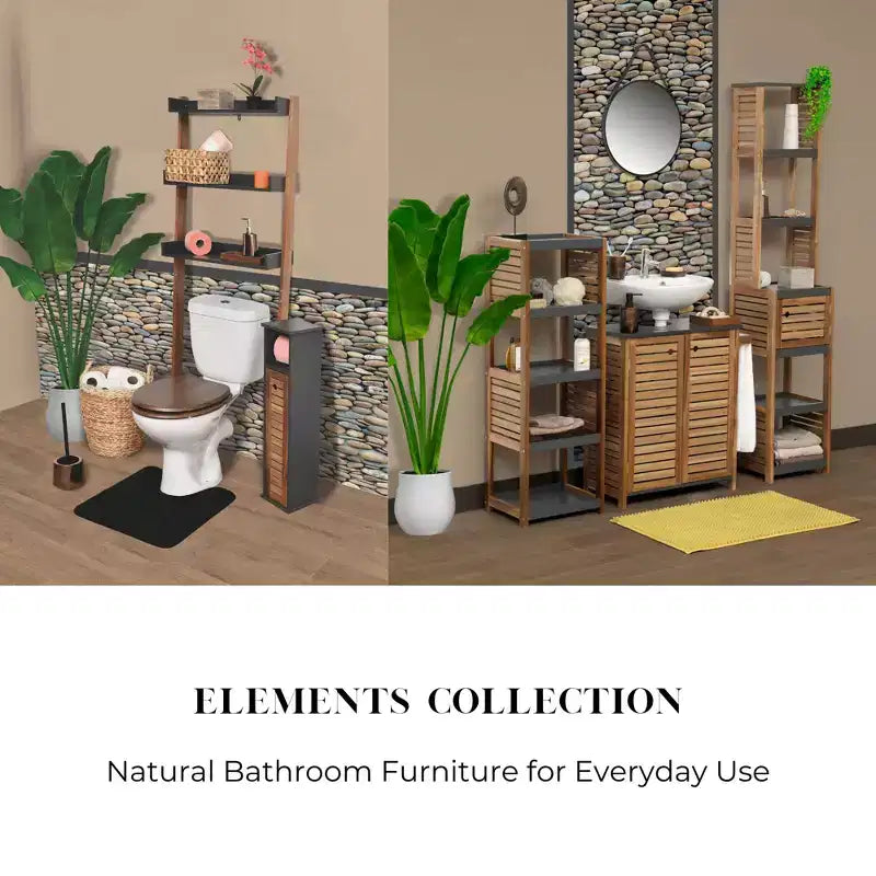 Evideco Articles de maison français Linge de bain Rangement Étagère sur pied Éléments en acacia - Bois gris