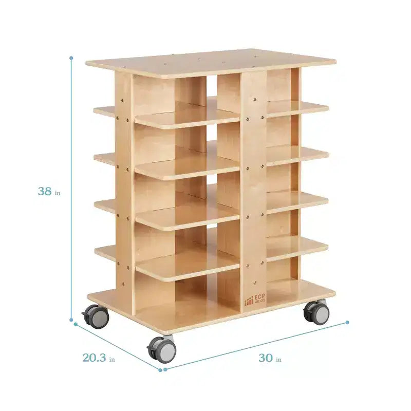 Tour de rangement mobile à 20 compartiments ECR4Kids et 20 bacs de rangement, 5x4, Meubles pour enfants