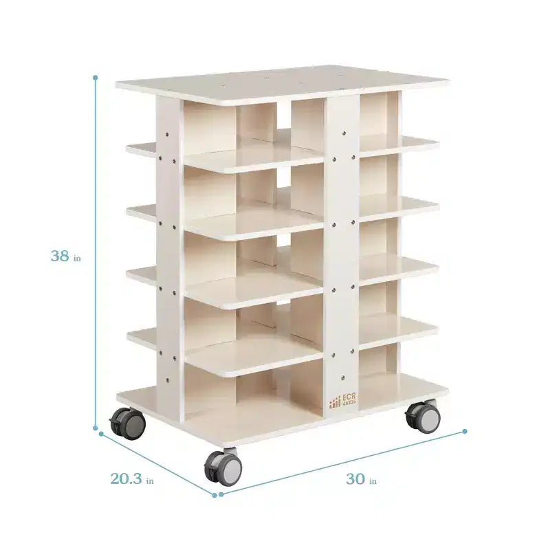 Tour de rangement mobile à 20 compartiments ECR4Kids et 20 bacs de rangement, 5x4, Meubles pour enfants