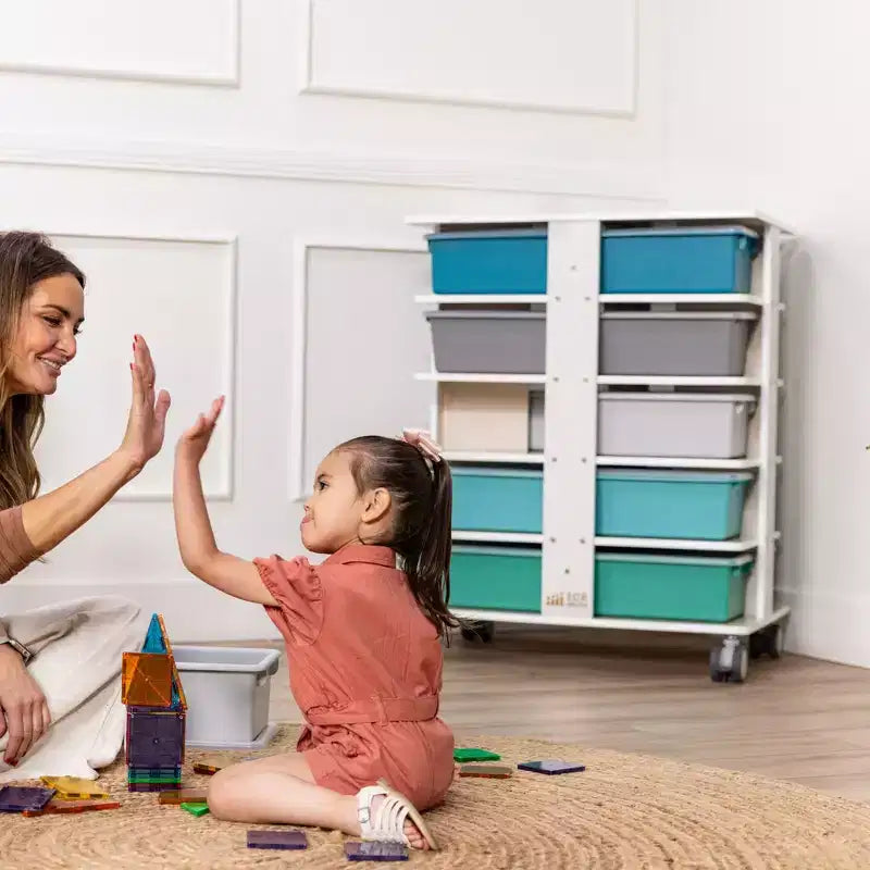 Tour de rangement mobile à 20 compartiments ECR4Kids et 20 bacs de rangement, 5x4, Meubles pour enfants