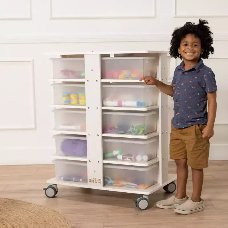 Tour de rangement mobile à 20 compartiments ECR4Kids et 20 bacs de rangement, 5x4, Meubles pour enfants