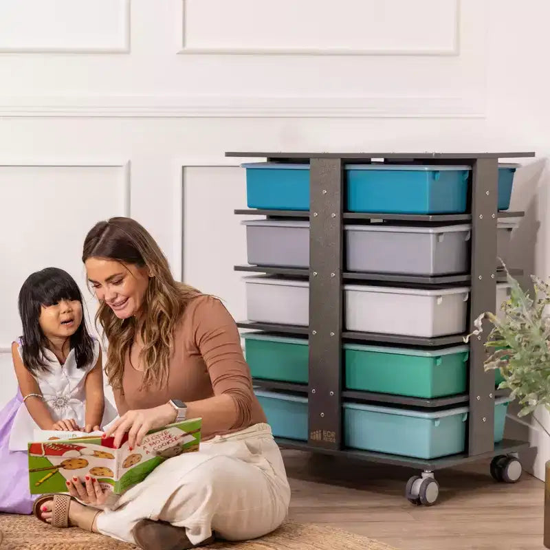 Tour de rangement mobile à 20 compartiments ECR4Kids et 20 bacs de rangement, 5x4, Meubles pour enfants