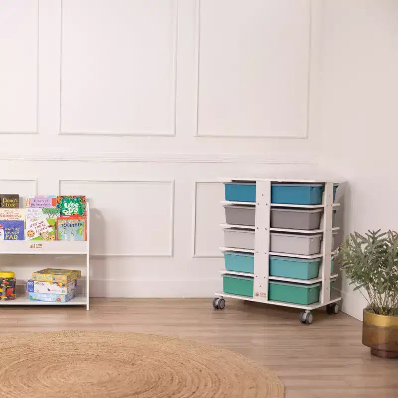 Tour de rangement mobile à 20 compartiments ECR4Kids et 20 bacs de rangement, 5x4, Meubles pour enfants