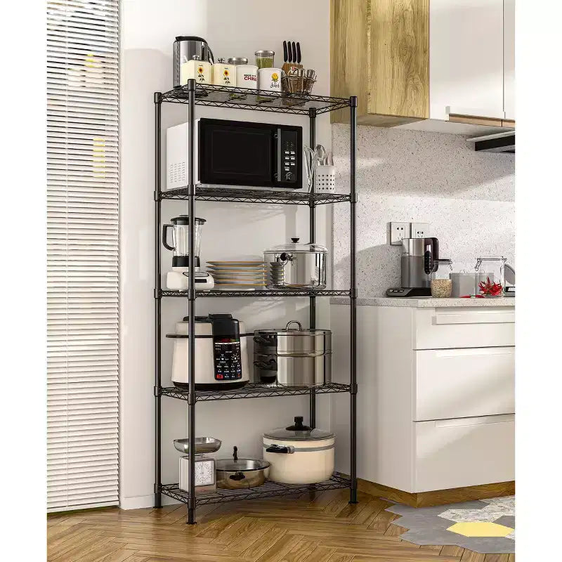 Étagère de rangement métallique robuste à 5 niveaux, réglable pour garage, capacité de 907 kg avec pieds de mise à niveau