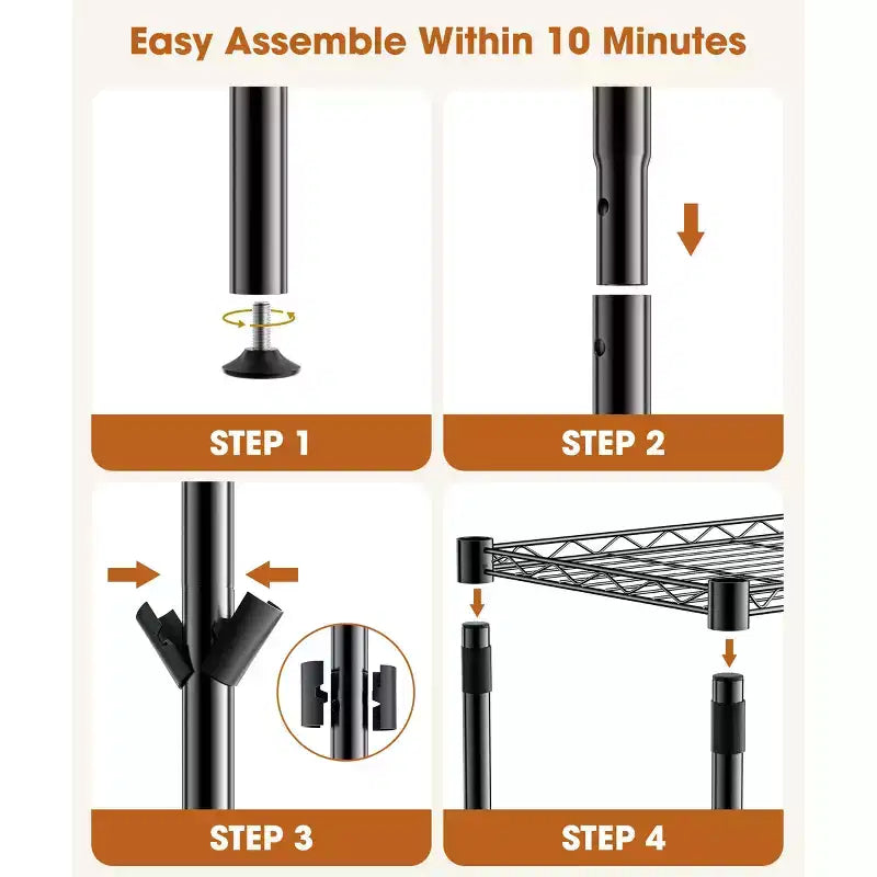 Étagère de rangement métallique robuste à 5 niveaux, réglable pour garage, capacité de 907 kg avec pieds de mise à niveau
