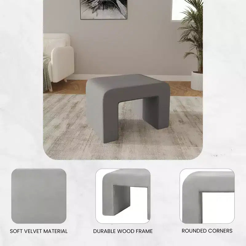 Banc moderne LeisureMod 26 en velours bouclé avec siège rembourré, siège d'appoint pour salon, chambre ou entrée
