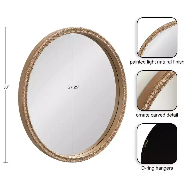 Miroir décoratif rond Stallworth 30x30 Kate & Laurel All Things Decor