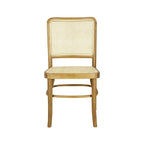 Chaise de salle à manger vintage en bois et rotin du milieu du siècle, Naturel (Lot de 2)