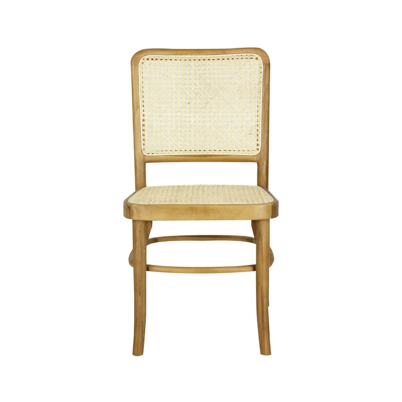 Chaise de salle à manger vintage en bois et rotin du milieu du siècle, Naturel (Lot de 2)