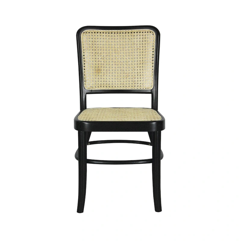 Chaise de salle à manger vintage en bois et rotin du milieu du siècle, Naturel (Lot de 2)