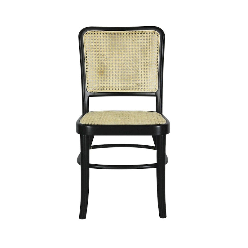 Chaise de salle à manger vintage en bois et rotin du milieu du siècle, Naturel (Lot de 2)