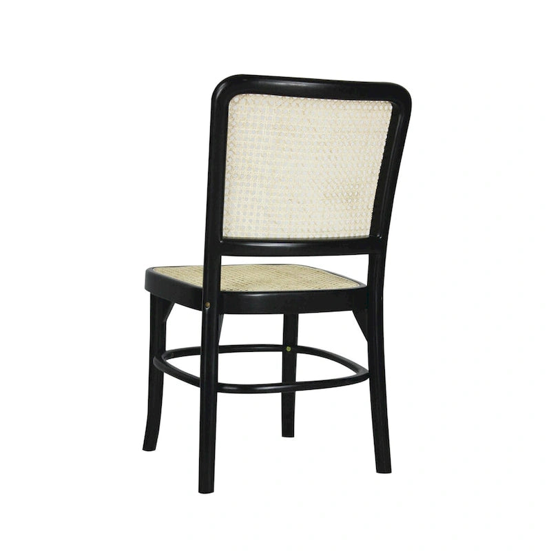 Chaise de salle à manger vintage en bois et rotin du milieu du siècle, Naturel (Lot de 2)