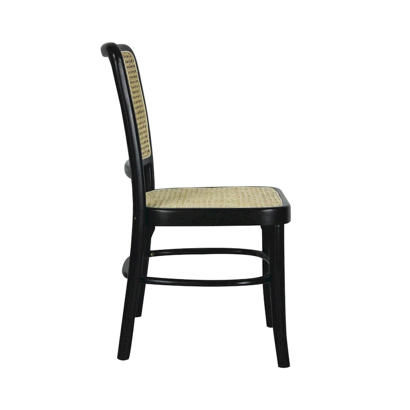 Chaise de salle à manger vintage en bois et rotin du milieu du siècle, Naturel (Lot de 2)