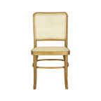 Chaise de salle à manger vintage en bois et rotin du milieu du siècle, Naturel (Lot de 2)