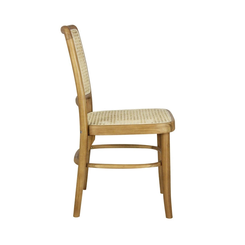Chaise de salle à manger vintage en bois et rotin du milieu du siècle, Naturel (Lot de 2)