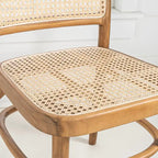 Chaise de salle à manger vintage en bois et rotin du milieu du siècle, Naturel (Lot de 2)