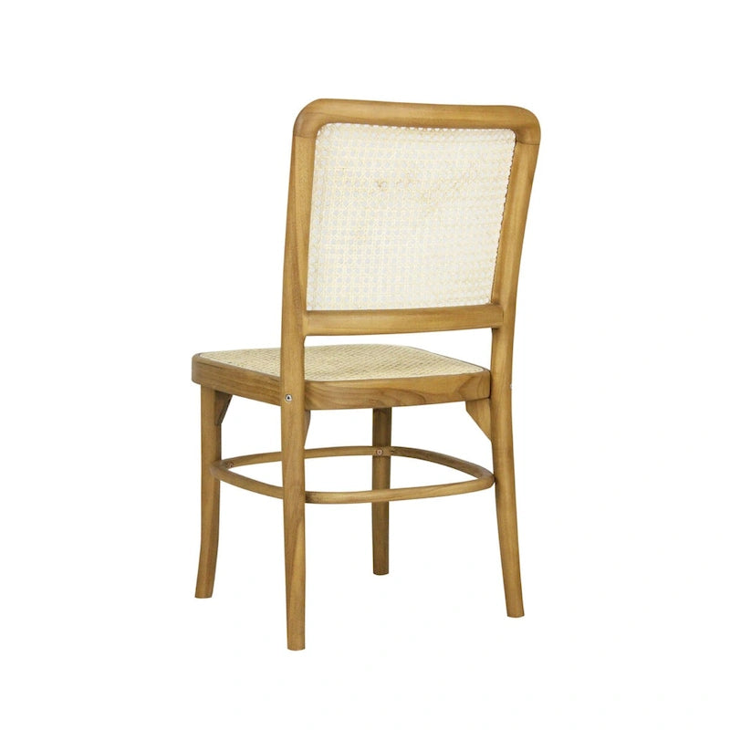 Chaise de salle à manger vintage en bois et rotin du milieu du siècle, Naturel (Lot de 2)