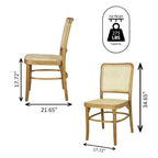 Chaise de salle à manger vintage en bois et rotin du milieu du siècle, Naturel (Lot de 2)