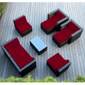 Salon de jardin Ohana 9 pièces en osier noir avec coussins - Aucun assemblage requis