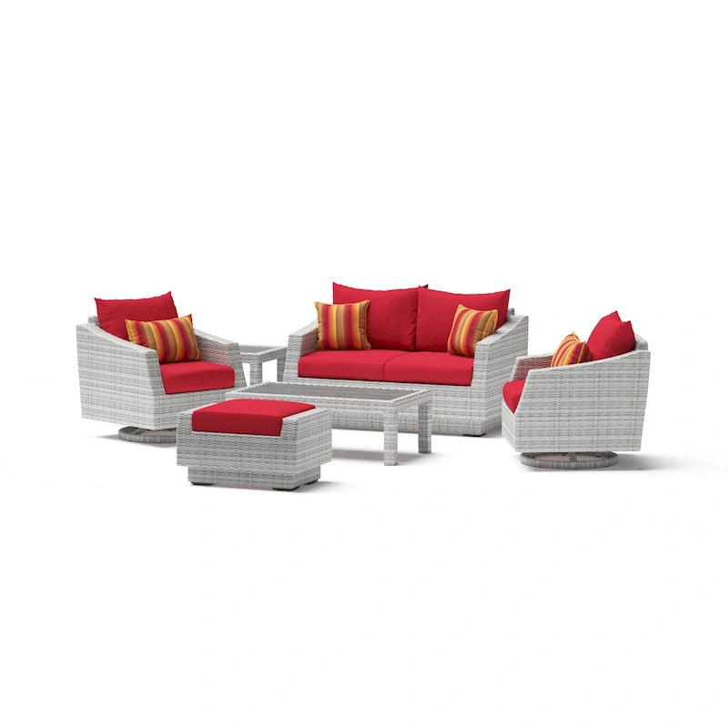 Ensemble Cannes Deluxe 6 pièces, salon de jardin avec fauteuils double et club pivotants