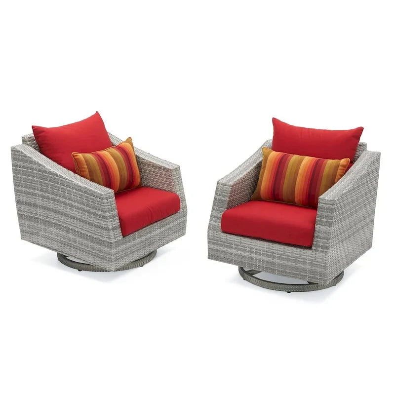 Cannes Deluxe 6 Piece Outdoor Patio Love & Motion Club Chairs Set