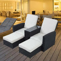 Lot de 5 chaises longues de jardin noires en osier, à dossier inclinable, en promotion